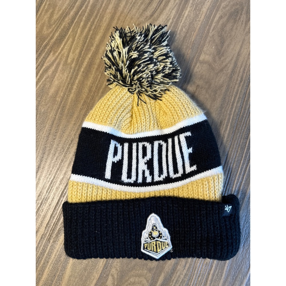 Purdue Boilermakers '47 Brand Beanie Unisex OSFA Black Gold Knit Pom Hat